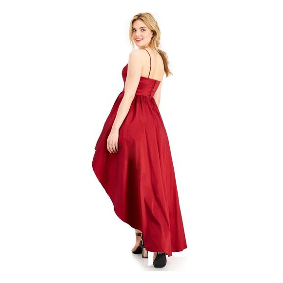 B DARLIN Womens Zippered Spaghetti Strap V Neck Mini Party Hi-Lo Dress - Picture 2 of 4